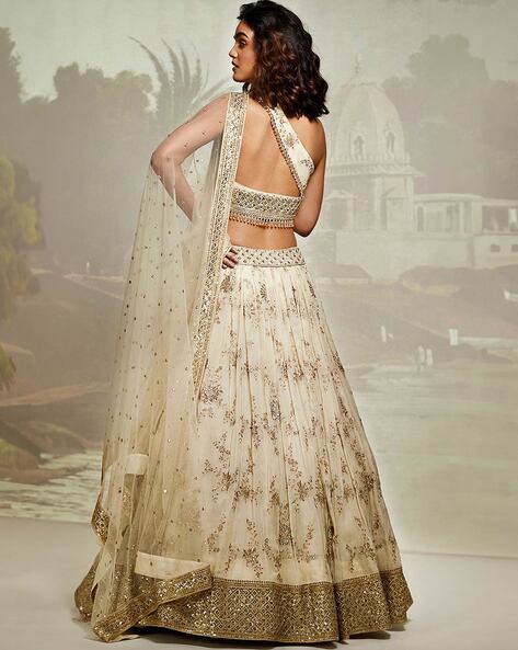 Cream color satin Indian wedding lehenga choli Fashion – TheDesignerSaree