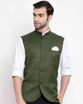 vastramay Slim Fit Nehru Jacket with Welt Pockets-picture-39
