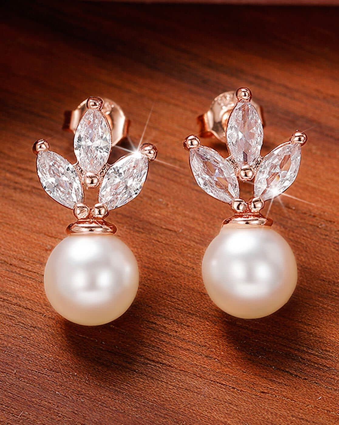 Gelin Diamond and Pearl Drop Earrings in 14K Solid Gold | Freshwater Pearl  Earrings for Women