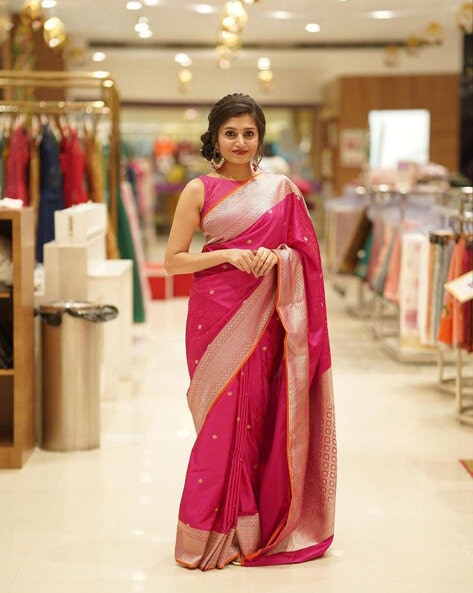 Dark Pink Kanchipuram Silk Saree