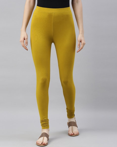 Buy Go Colors Women Mustard Yellow Solid Churidar Length Leggings - Leggings  for Women 816082 | Myntra