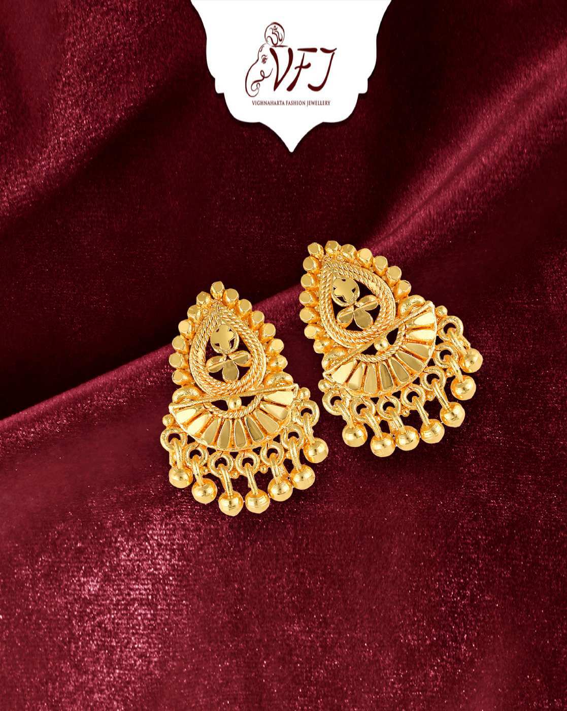 22k Plain Gold Earring JGC-2308-50146 – Jewelegance