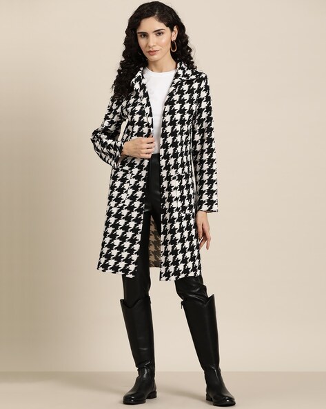 Houndstooth on sale print coat