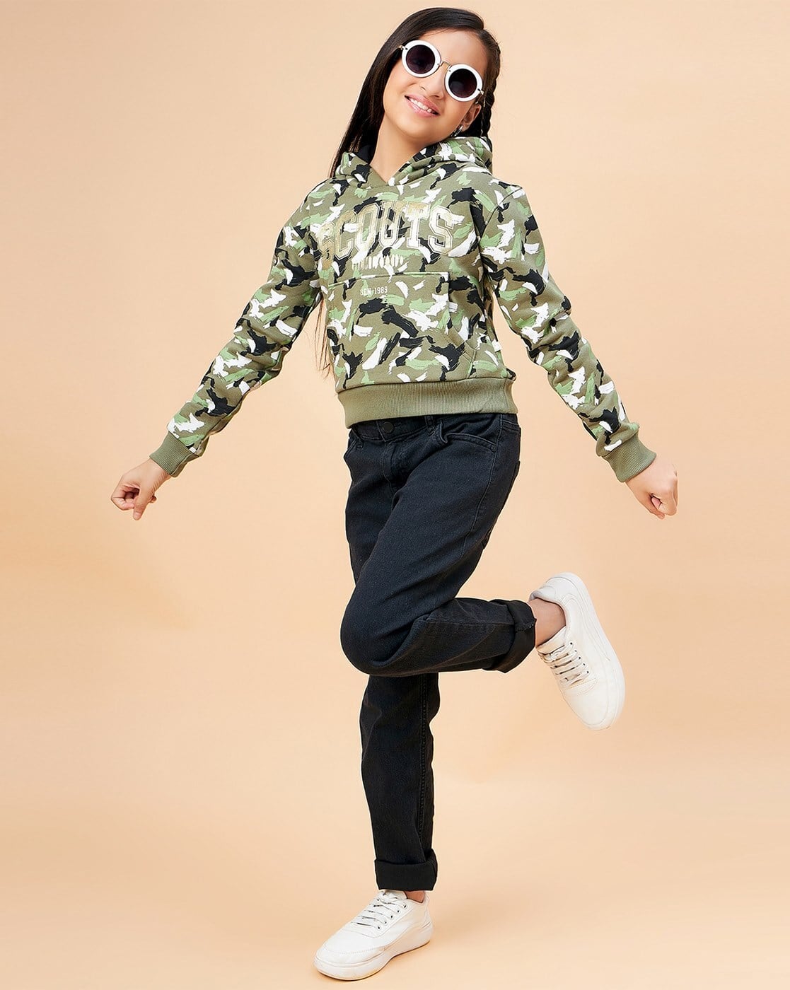 Buy Olive Sweatshirts Hoodie for Girls by BEN JOE Online