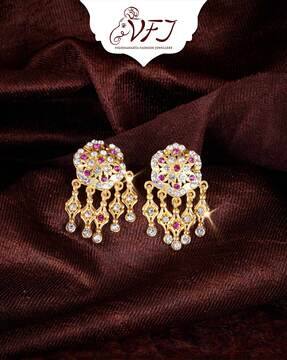 Stone earrings gold jewellery discount