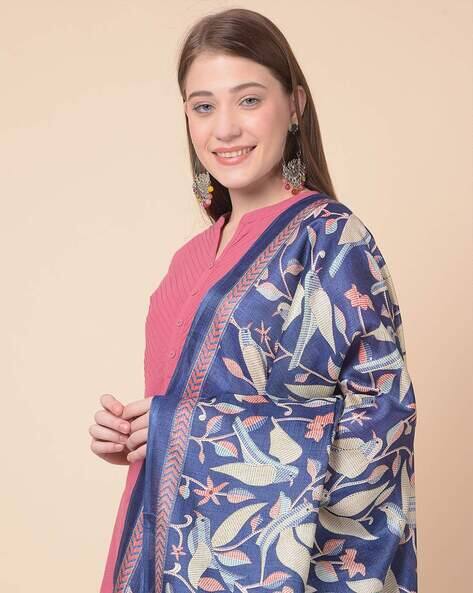 Floral Print Dupatta with Tassels