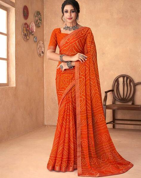 Buy Orange Sarees for Women by THE FASHION ATTIRE Online | Ajio.com