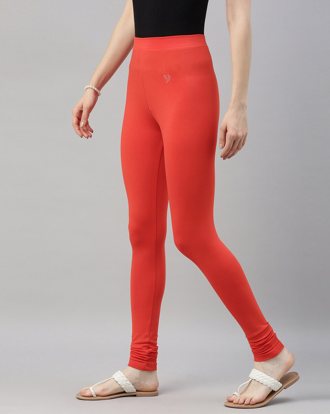 Buy Coral Red Leggings for Women by Twin Birds Online