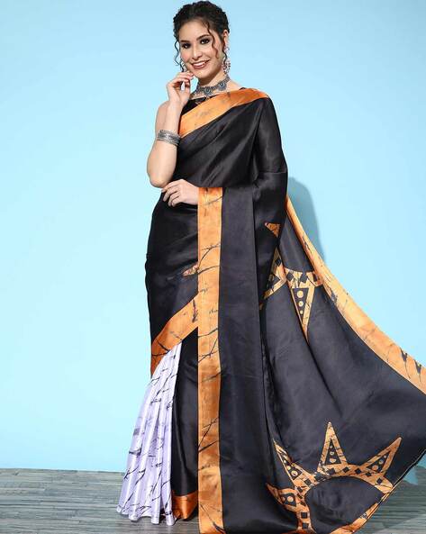 Beautiful Black Net Embroidered Designer Partywear Saree With Blouse – Lady  India