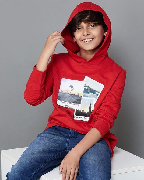 Boys hooded clearance t shirt