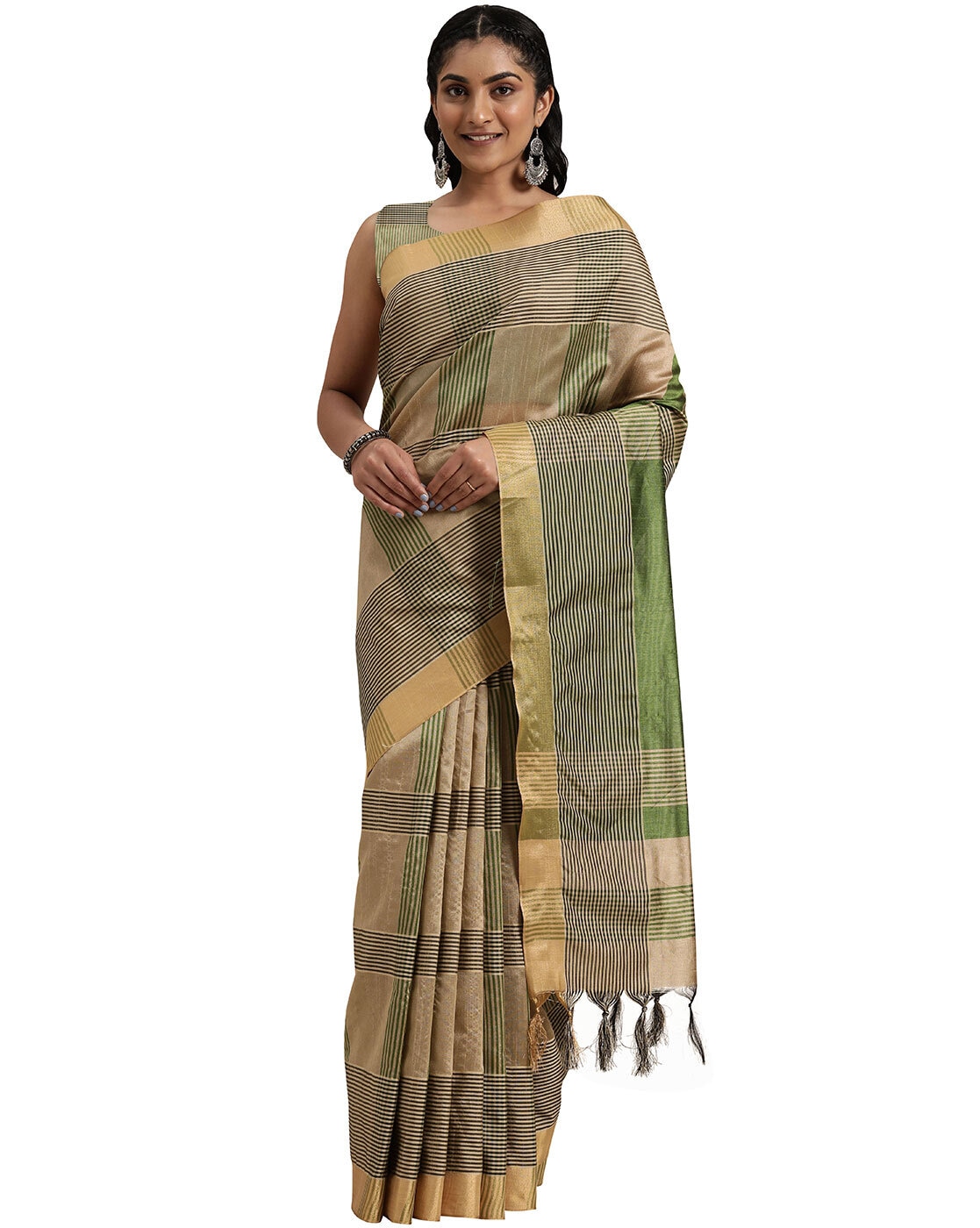 Buy Rajnandini Striped Bollywood Cotton Silk Multicolor Sarees Online @  Best Price In India | Flipkart.com