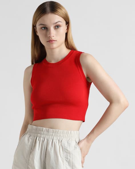 Fitted Crew-Neck Crop T-Shirt