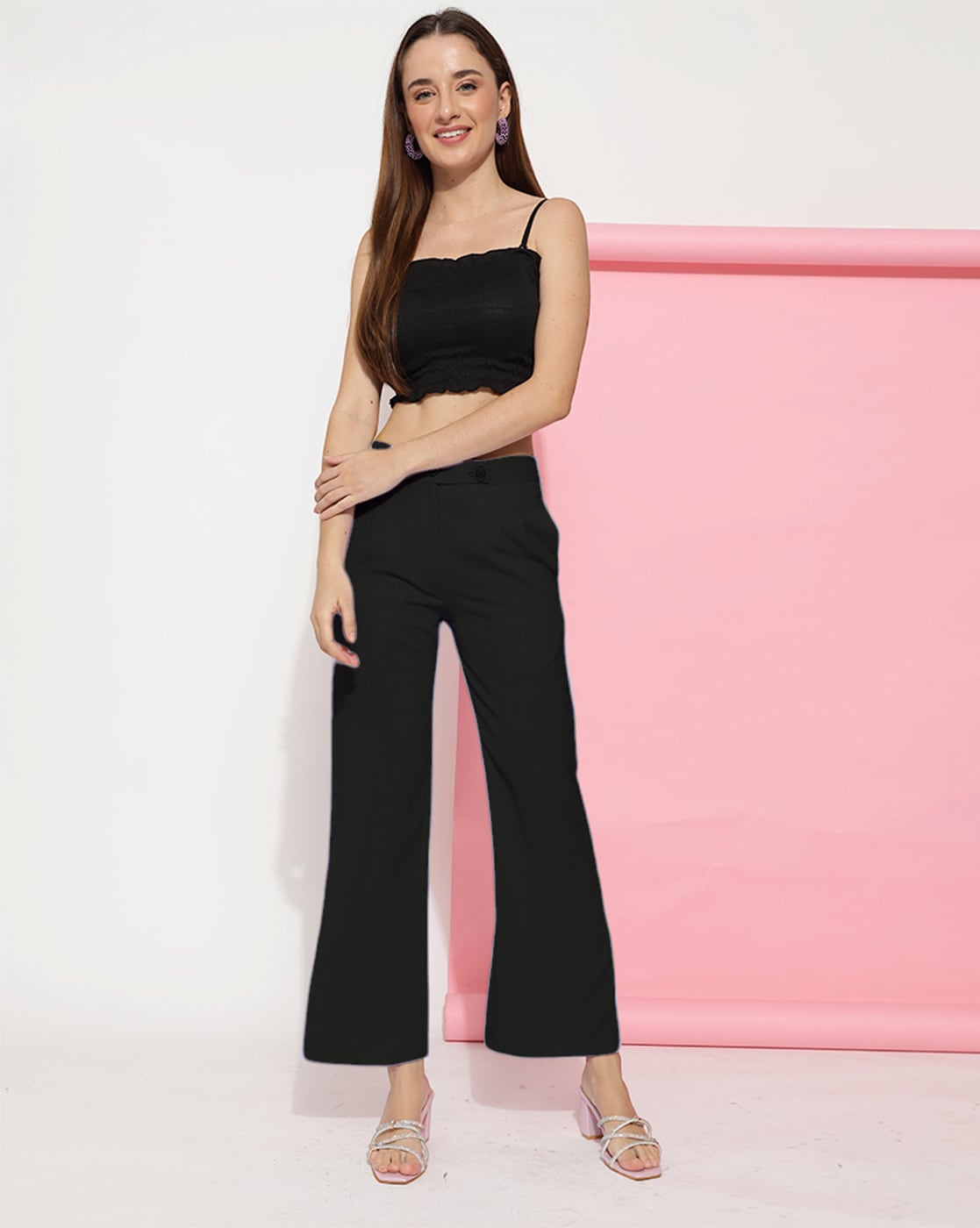 Buy Black Trousers & Pants for Women by FITHUB Online