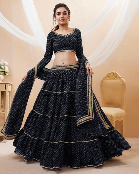 Black Navratri Embroidered Lehenga Choli & Dupatta 2921LG06