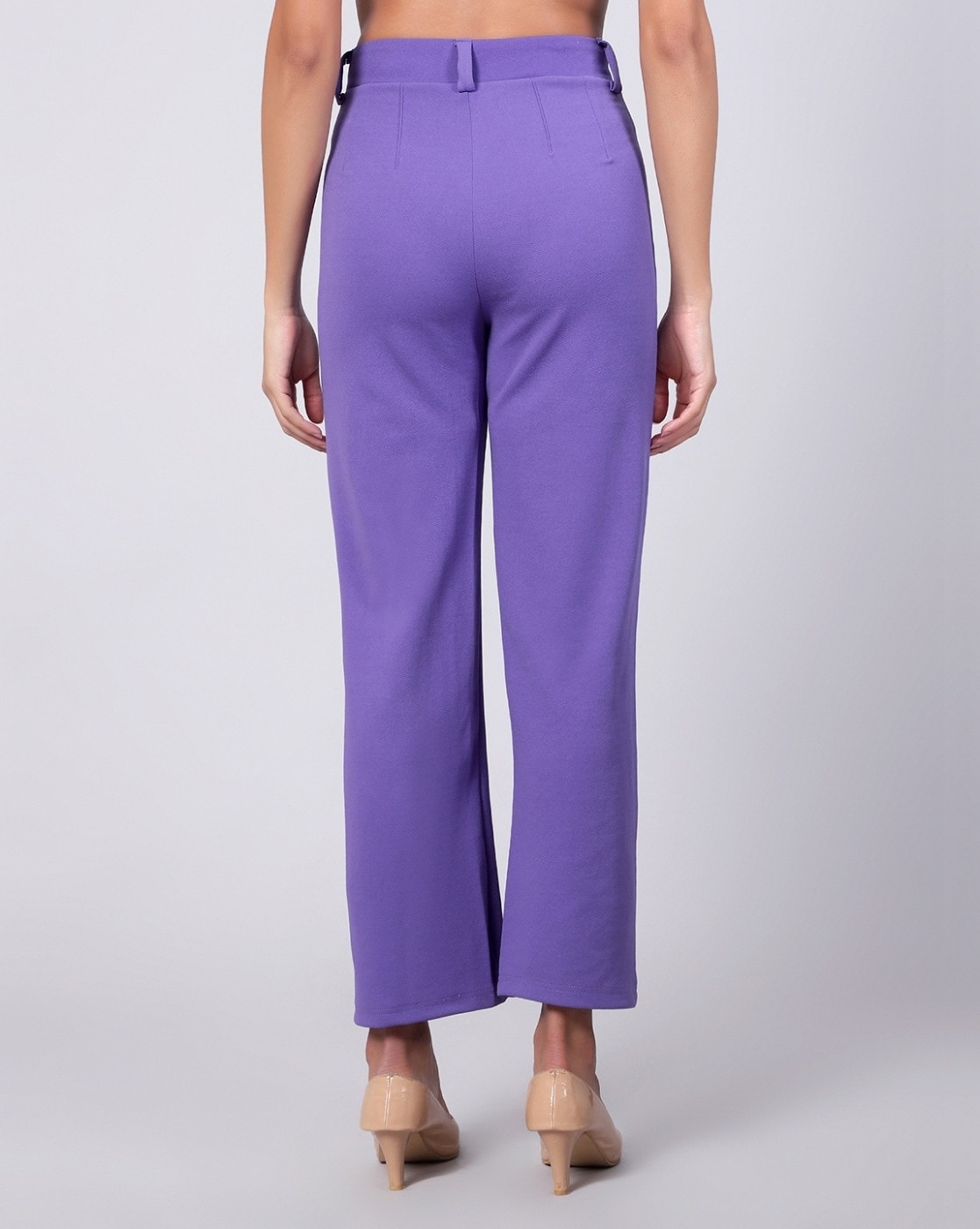 Buy Mango women flared trousers purple Online | Brands For Less