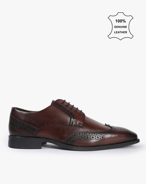 Square-Toe Lace-Up Brogues