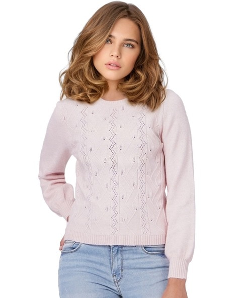 Cashmere Silk Pointelle Fluffy Sweater