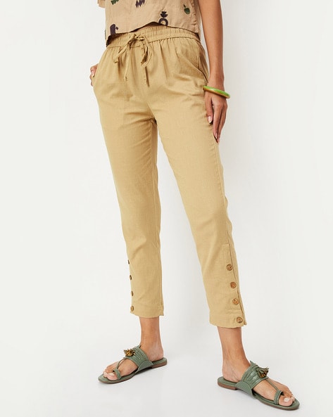 Pants with Elasticated Drawstring Waistband & Insert pockets Price in India