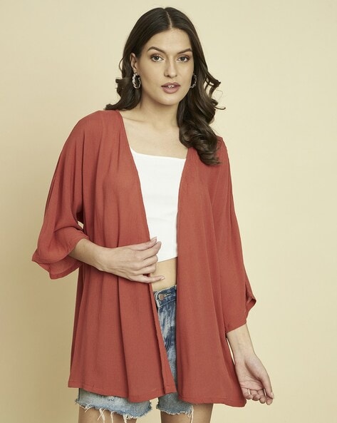 Trend Arrest Crinkled Front-Open Shrug