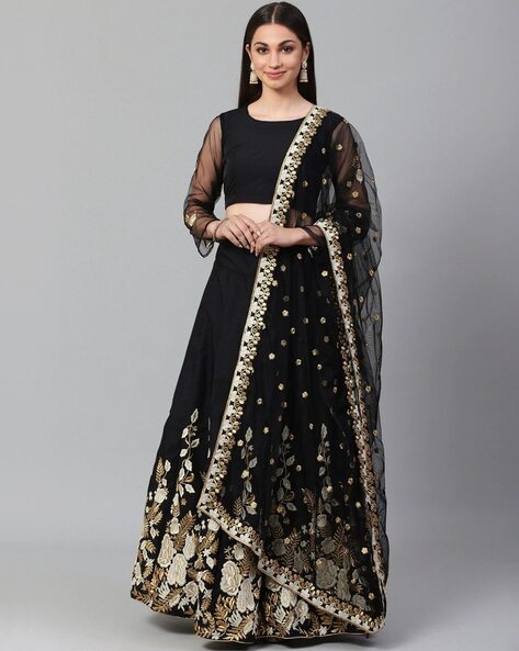 Designer Georgette Black Lehenga Choli With Embroidery Work and Georgette  Dupatta & Blouse for Indian Wedding and Party Wear Lehenga Choli - Etsy