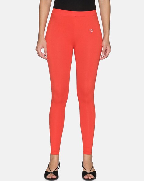 Buy Twin Birds Women Solid Colour Viscose Ankle Length Legging with  Signature Wide Waistband - Spiced Coral Online - Lulu Hypermarket India