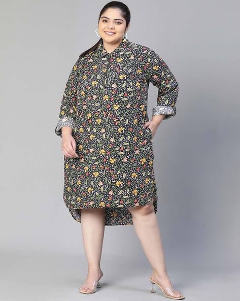 Oxolloxo Floral Printed Shirt Dress