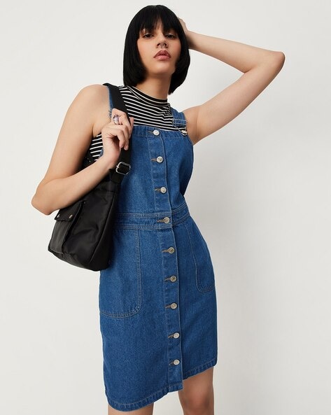 Again Fashions Women Pinafore Blue, White Dress - Buy Again Fashions Women  Pinafore Blue, White Dress Online at Best Prices in India | Flipkart.com