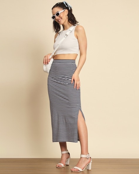 Striped clearance lined skirt