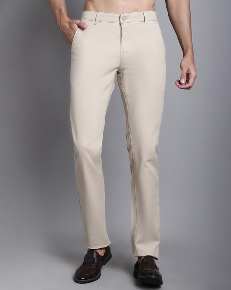 Buy Cantabil Brown Mid Rise Cotton Trousers for Men Online @ Tata CLiQ