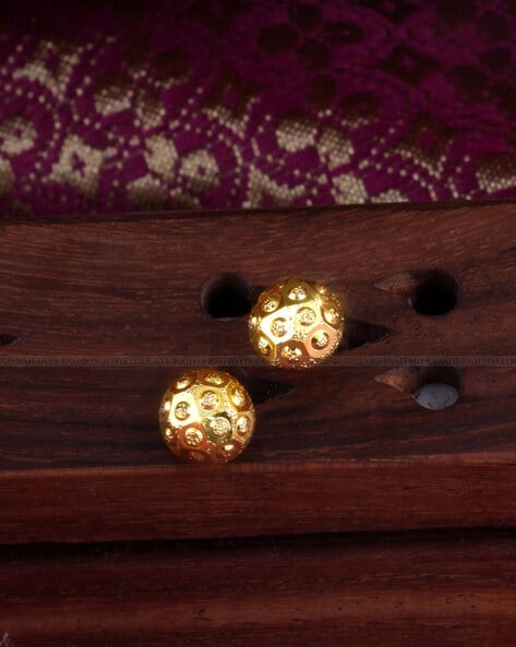 Gold plated ball jhumka earrings – Simpliful Jewelry