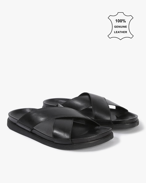 Dune London Men's INTERNAL Black Cross Strap Sandals