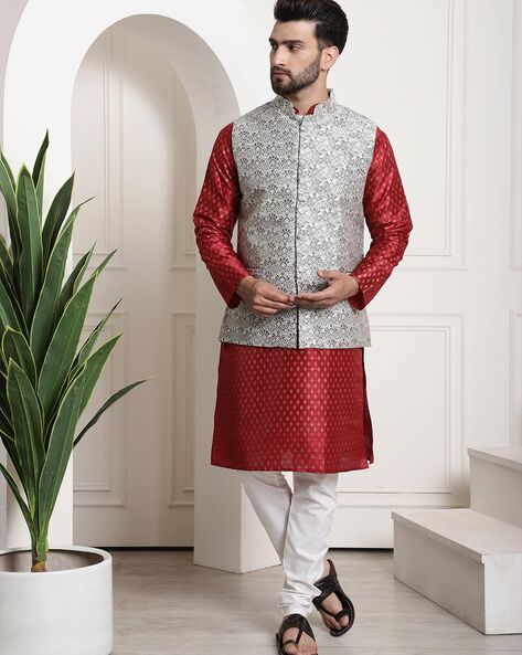 Buy Theme Men Orange & Maroon Self Design Linen Nehru Jacket - Nehru Jackets  for Men 2297759 | Myntra