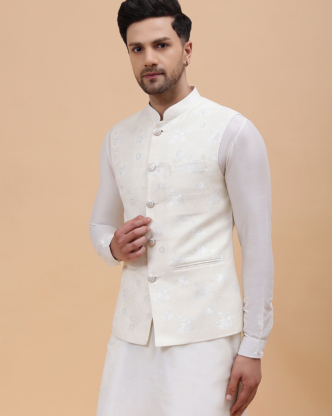 Off Wh Soft Cotton Nehru Jacket 262369