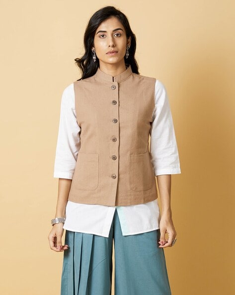 Mandarin Collared Nehru Jacket