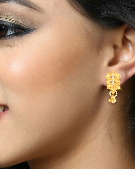 Latest Light Weight Gold Earrings designs | gold chandbali,jhumka,hoop e...  | Gold earrings designs, Designer earrings, Light weight gold jewellery