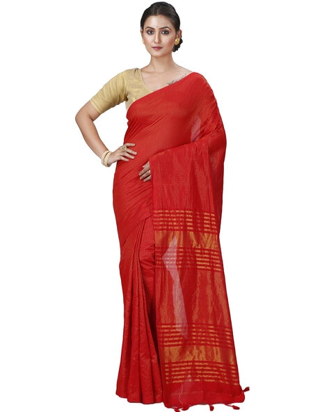 Buy Trenddist Pure Cotton Handloom Tant Saree (Red) Online at Best Prices  in India - JioMart.