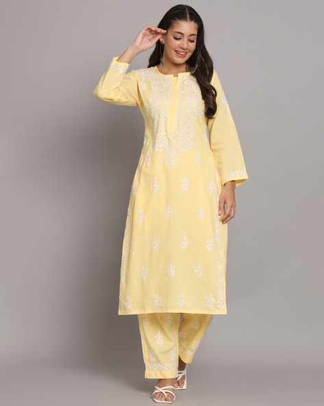 Chikan silk kurta sale