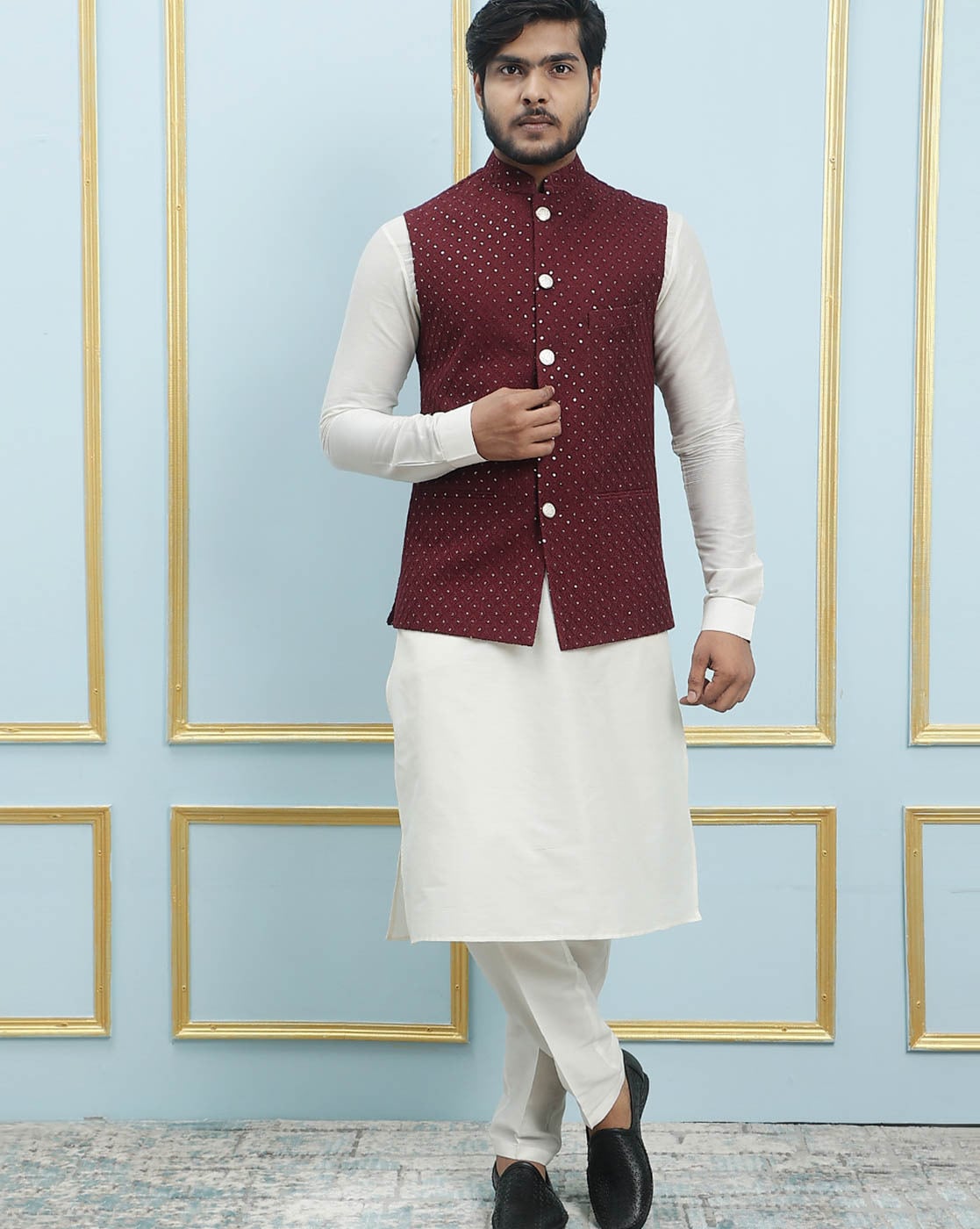 Buy Maroon White Ethnic Suit Sets for Men by SEE DESIGNS Online Ajio