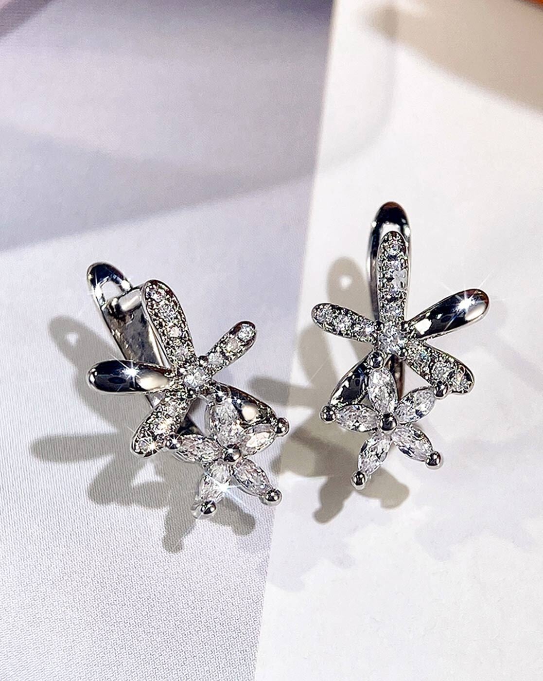 TIFFANY Platinum Diamond .19ct Mini Victoria Earrings 618772 | FASHIONPHILE