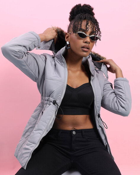 Buy online Women Solid Hooded Bomber Jacket from jackets and blazers and  coats for Women by V-mart for ₹1189 at 15% off | 2024 Limeroad.com