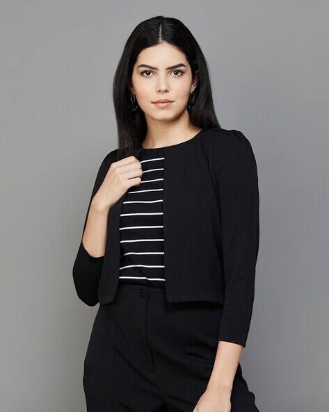 Front-Open Shrug with Puffed Sleeves