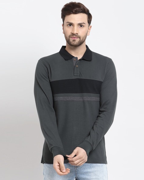 MEN'S SLIM-FIT BLACK LONG SLEEVE POLO