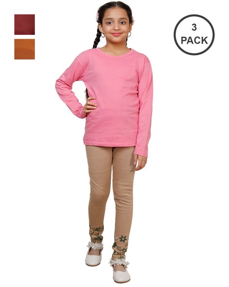 Buy Multicoloured Leggings for Girls by INDIWEAVES Online