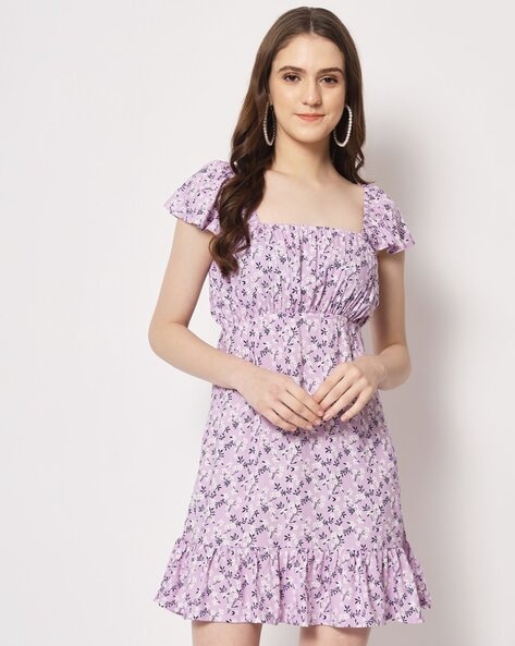 Buy Lavender Floral Organza Dress – Shopzters