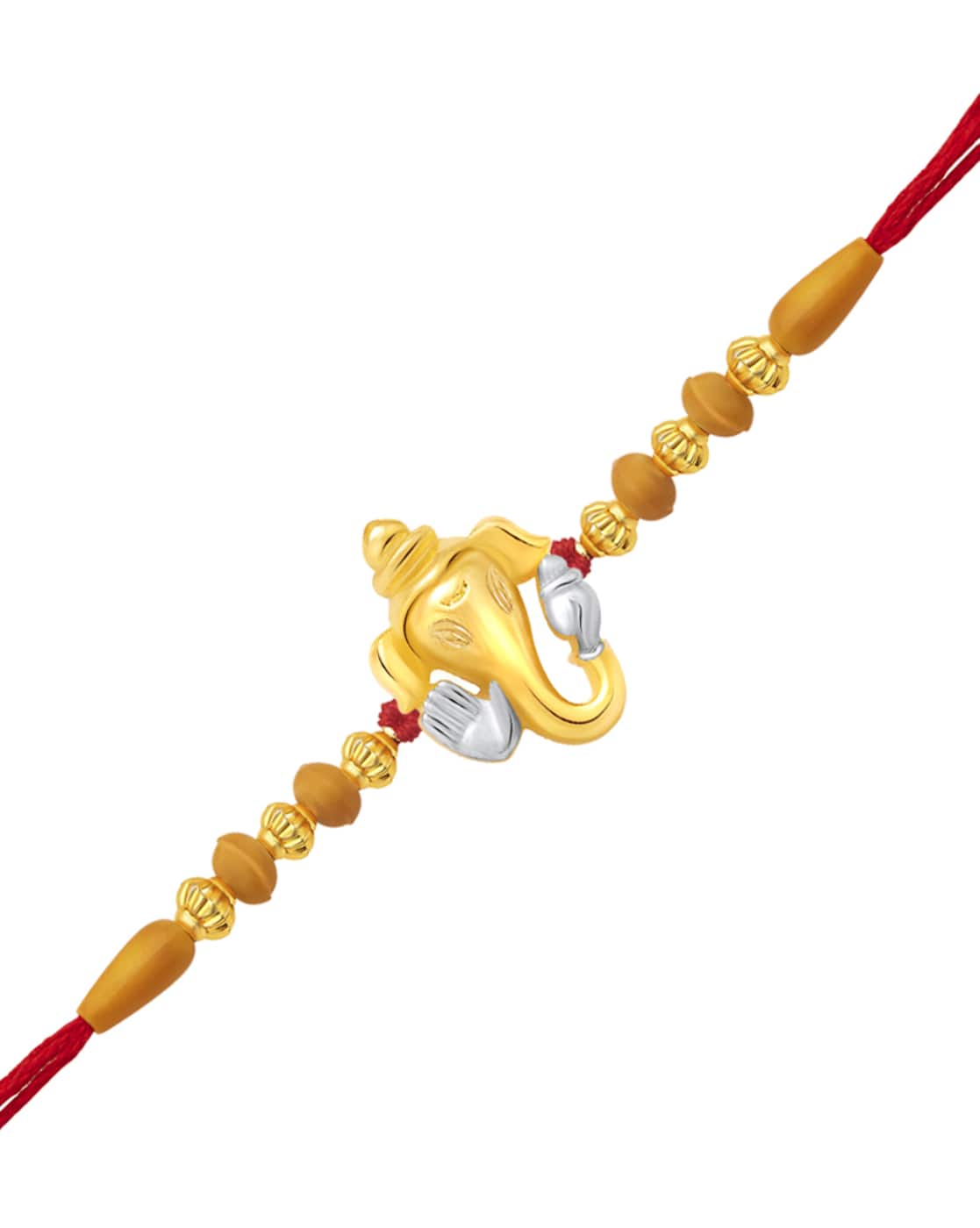 Vighnaharta Lord Ganesh Gold Plated Alloy Rakhi For Brother - 14 Inch Dori With Fancy Design [VFJ1143RKG] 6 thumbnail image