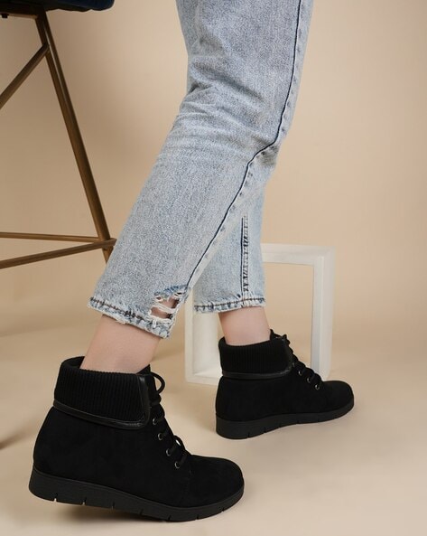 Women's lace cheap up suede boots