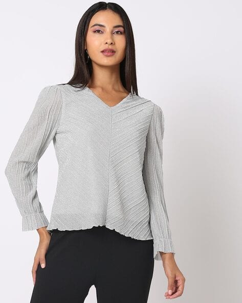 glitter v neck top