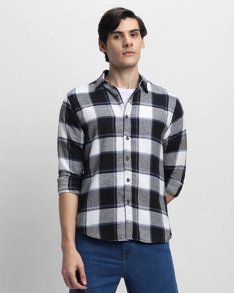 Buy Men Blue Slim Fit Check Full Sleeves Formal Shirt Online