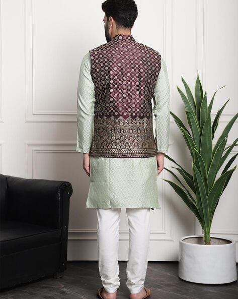 Jacket Set for Men - Buy Pista Patterned Kurta Jacket Set Online @ Twamev -  XL / Pista / us - Twamev