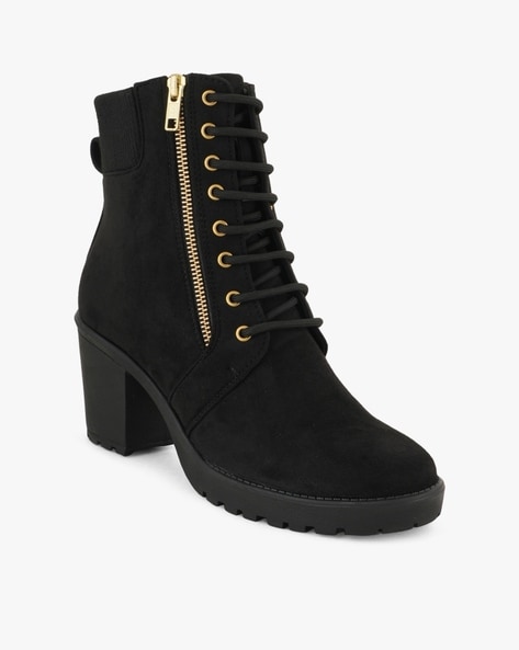 fcity.in - Evoltar Women Luxe Block Heel Boots Elegant Synthetic Leather